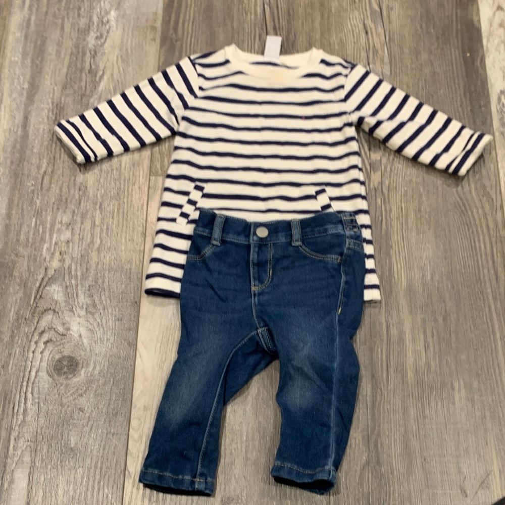Old Navy Striped Long Sleeve Top‎ and Denim Pants Set